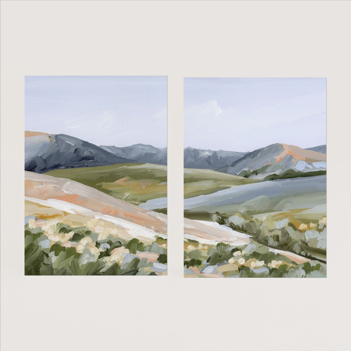 ’Seasons Mingling’ Diptych Art Print || Set of 2 - Paper / 5x7 in / No Frame - abstract - Artwork - Colorado - Springs