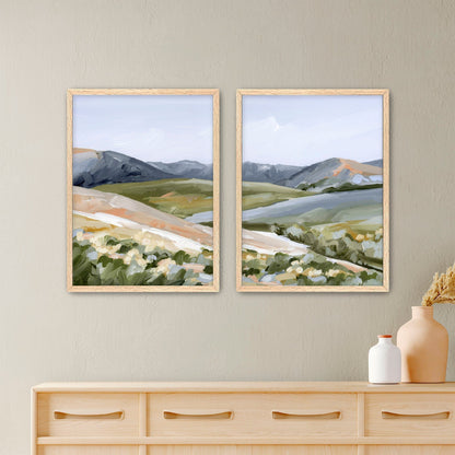 ’Seasons Mingling’ Diptych Art Print || Set of 2 - Paper / 5x7 in / Oak Frame - abstract - Artwork - Colorado