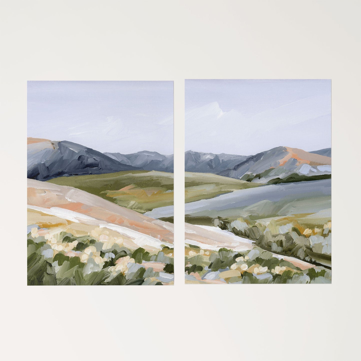 ’Seasons Mingling’ Diptych Art Print || Set of 2 - Rolled Canvas / 8x10 in / No Frame - abstract - Artwork