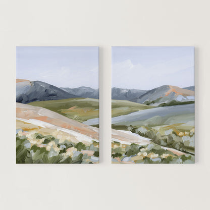 ’Seasons Mingling’ Diptych Art Print || Set of 2 - Stretched Canvas / 8x10 in / No Frame - abstract - Artwork