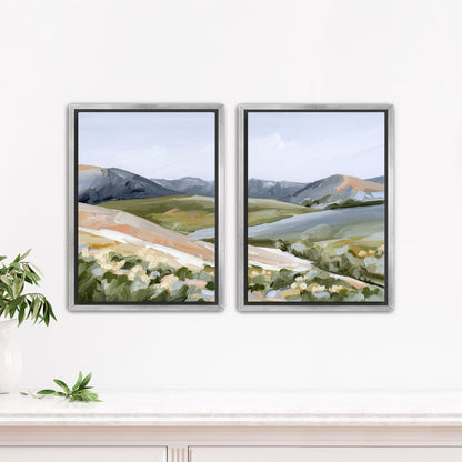 ’Seasons Mingling’ Diptych Art Print || Set of 2 - Stretched Canvas / 8x10 in / Silver Frame - abstract - Artwork