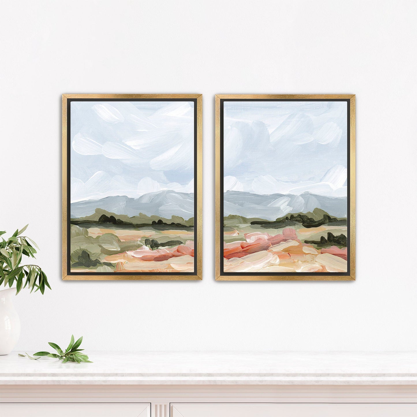 ’Sedalia I’ Diptych Art Print || Set of 2 - Stretched Canvas / 8x10 in / Gold Frame - abstract - Artwork - Colorado