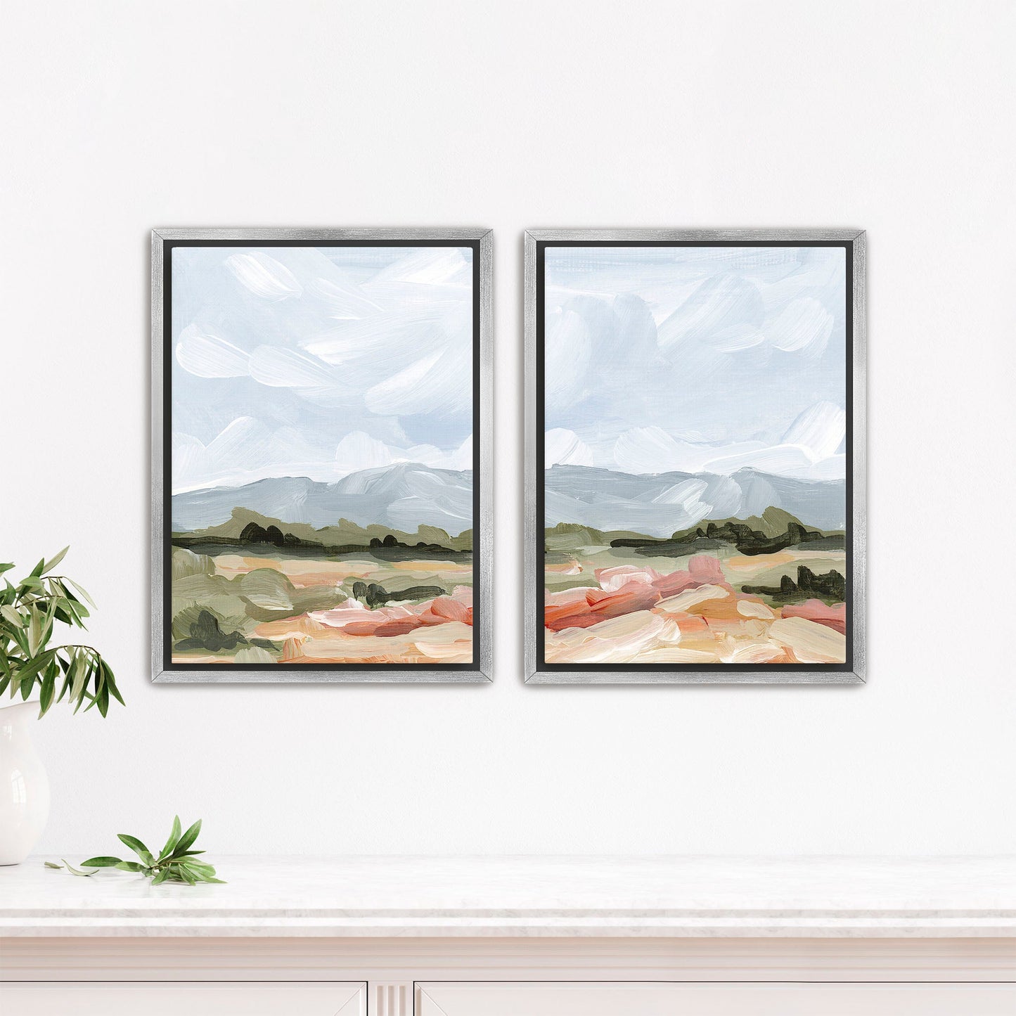 ’Sedalia I’ Diptych Art Print || Set of 2 - Stretched Canvas / 8x10 in / Silver Frame - abstract - Artwork - Colorado