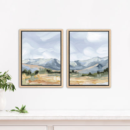 ’Sedalia II’ Diptych Art Print || Set of 2 - Stretched Canvas / 8x10 in / Oak Frame - abstract - Artwork - Colorado