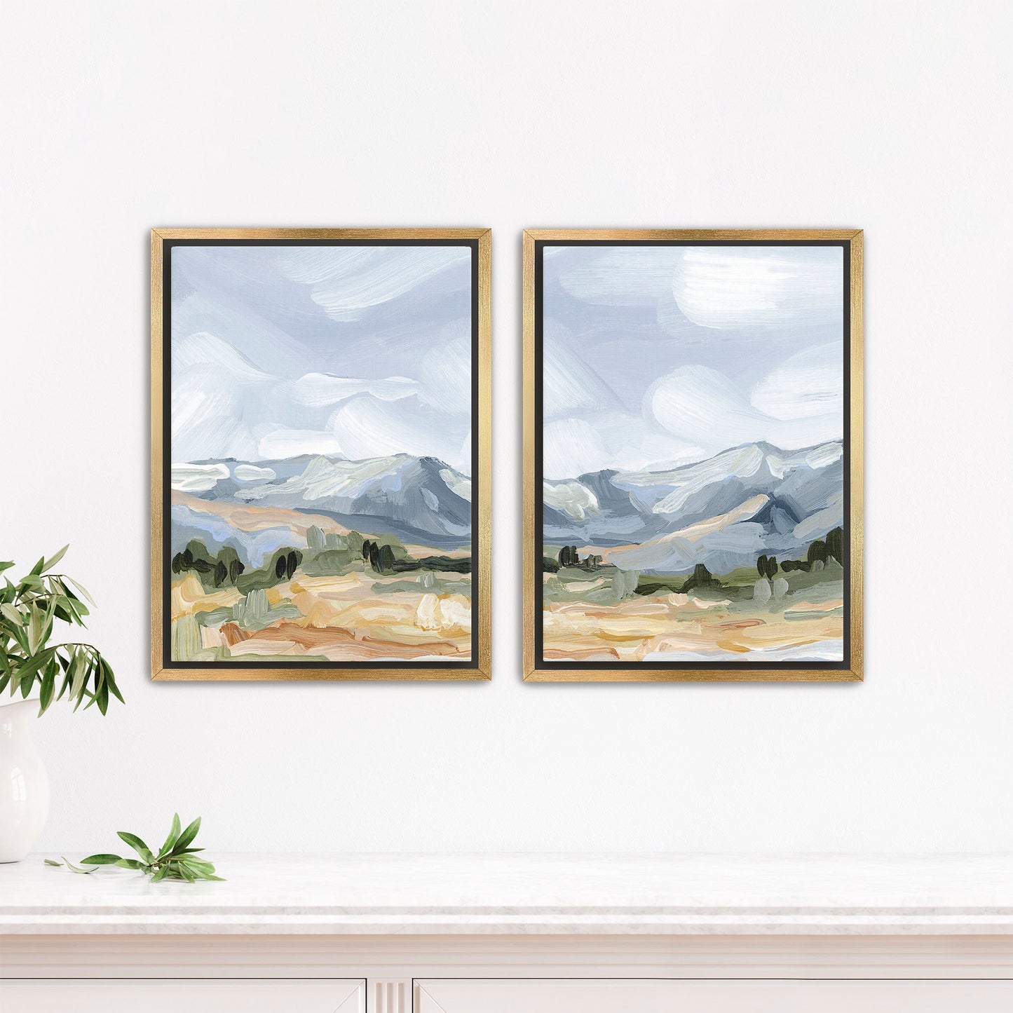 ’Sedalia II’ Diptych Art Print || Set of 2 - Stretched Canvas / 8x10 in / Gold Frame - abstract - Artwork - Colorado