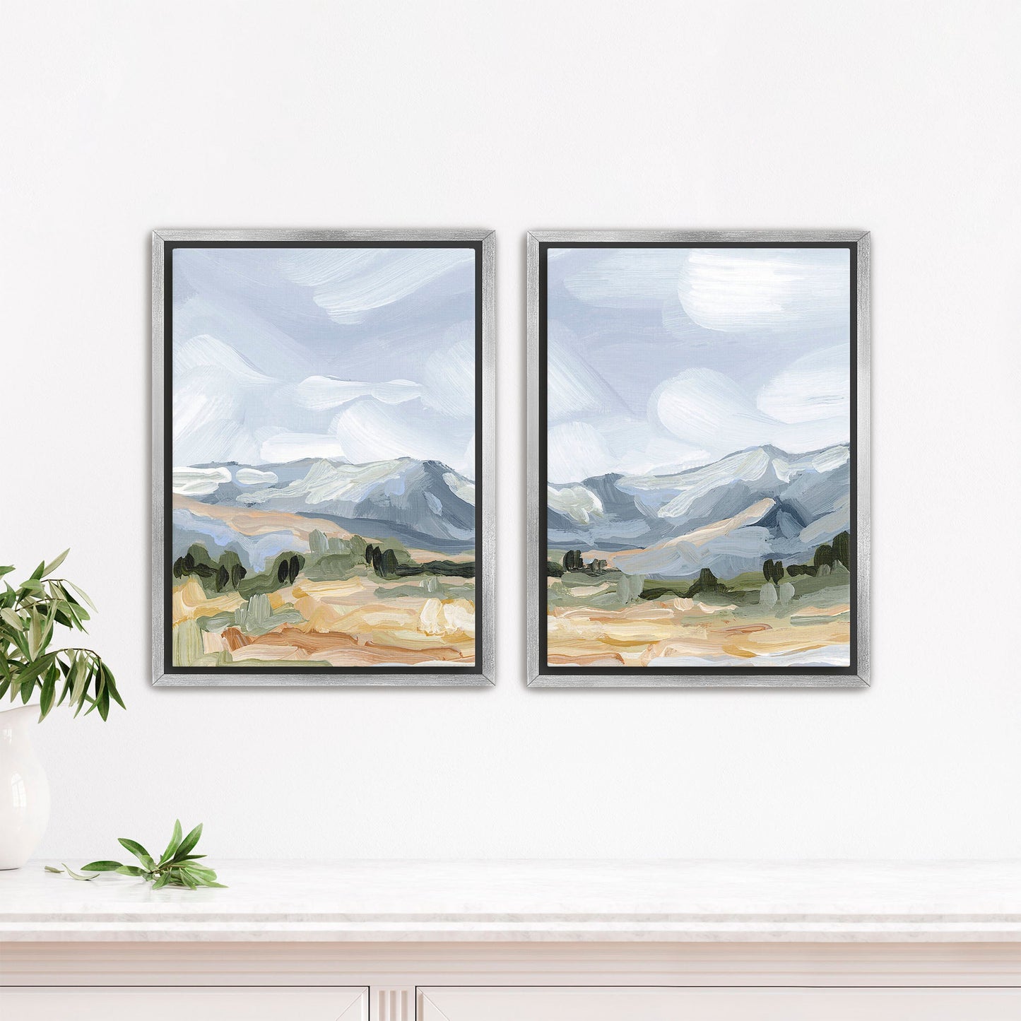 ’Sedalia II’ Diptych Art Print || Set of 2 - Stretched Canvas / 8x10 in / Silver Frame - abstract - Artwork - Colorado