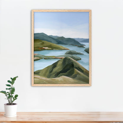 ’Shifting Light’ Art Print - Paper / 5x7 in / Oak Frame - New Zealand Coastal Wall Decor - abstract - Artwork - coast