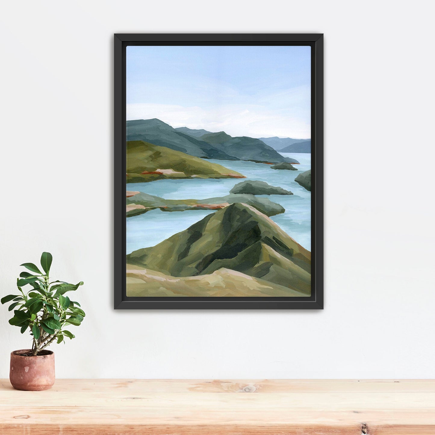 ’Shifting Light’ Art Print Stretched Canvas / 8x10 in / Black Frame New Zealand Coastal Wall Decor abstract Artwork