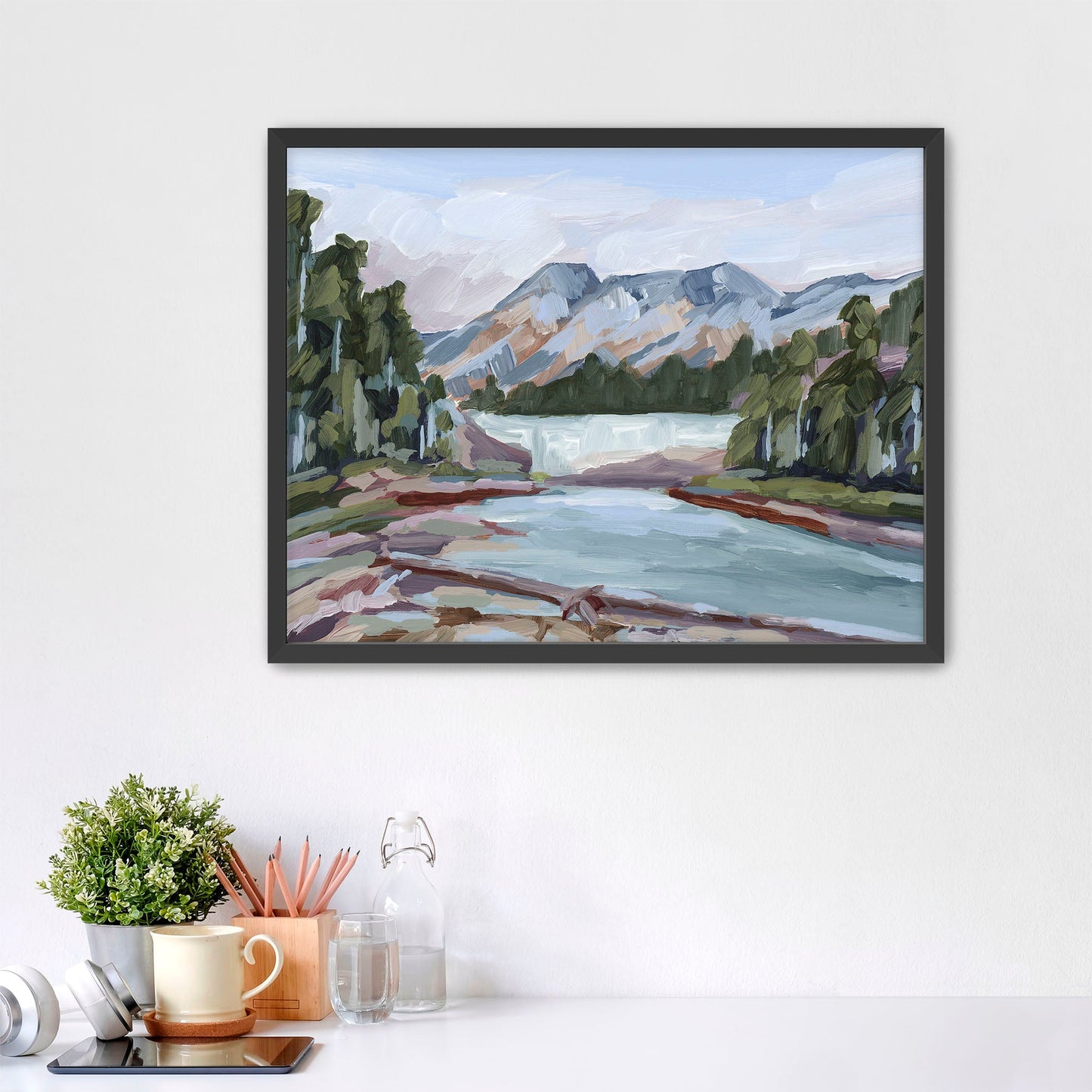 ’Skipping Rocks’ Art Print - Paper / 5x7 in / Black Frame - Canada Yoho National Park - abstract - Artwork