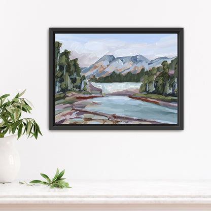 ’Skipping Rocks’ Art Print - Stretched Canvas / 8x10 in / Black Frame - Canada Yoho National Park - abstract