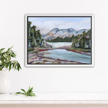 ’Skipping Rocks’ Art Print - Stretched Canvas / 8x10 in / White Frame - Canada Yoho National Park - abstract