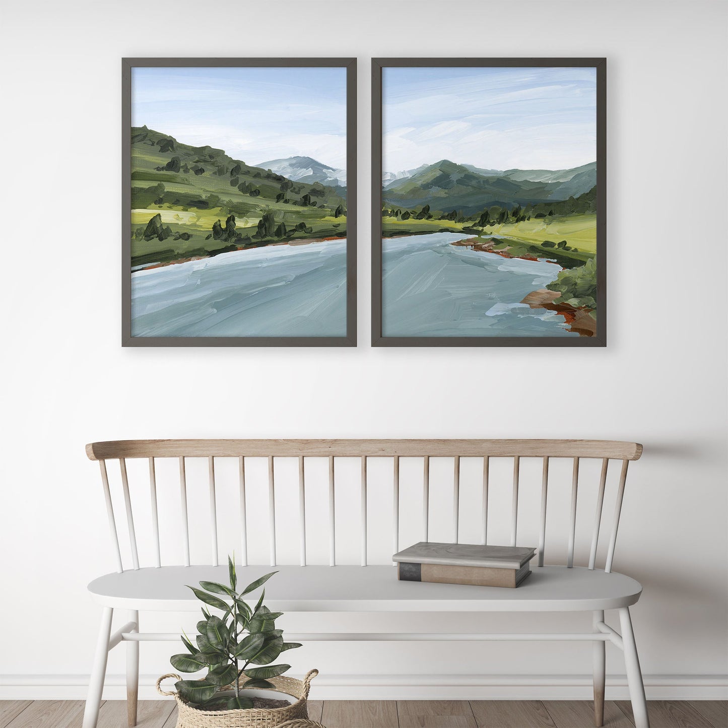 ’Slate River’ Diptych Art Print || Set of 2 - abstract - Artwork - Colorado - Crested Butte