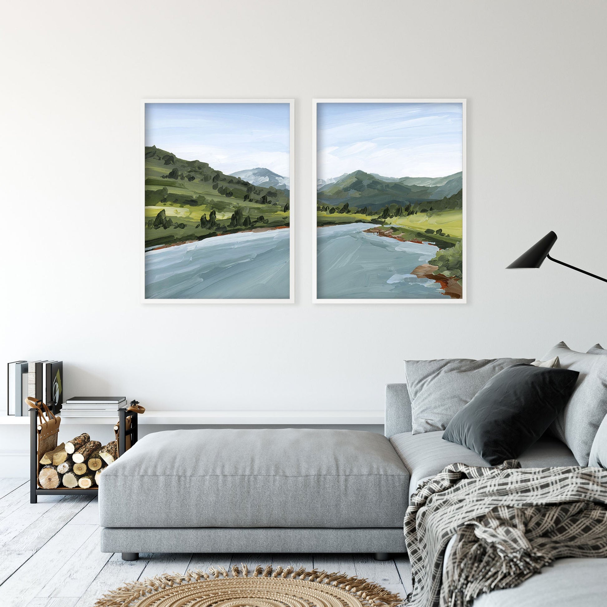 ’Slate River’ Diptych Art Print || Set of 2 - abstract - Artwork - Colorado - Crested Butte