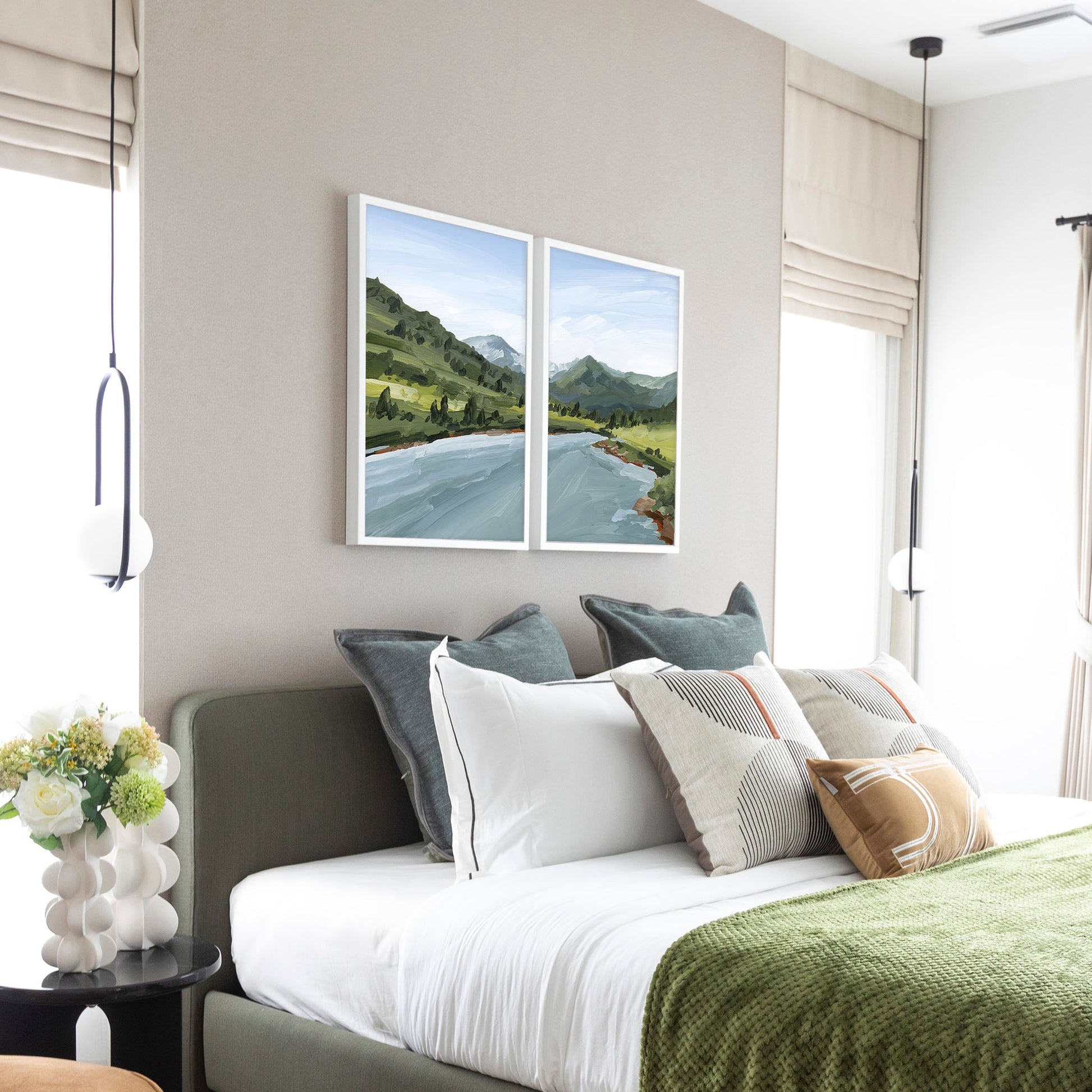 ’Slate River’ Diptych Art Print || Set of 2 - abstract - Artwork - Colorado - Crested Butte