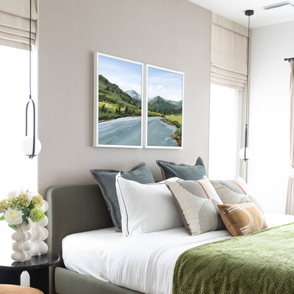 ’Slate River’ Diptych Art Print || Set of 2 - abstract - Artwork - Colorado - Crested Butte