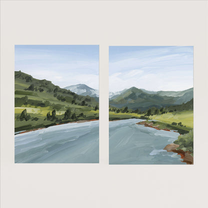 ’Slate River’ Diptych Art Print || Set of 2 - Paper / 5x7 in / No Frame - abstract - Artwork - Colorado - Crested Butte