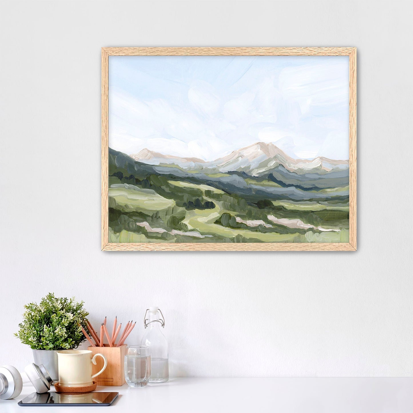 ’Snowmass in Spring’ Art Print - Paper / 5x7 / Oak Frame - Aspen Colorado Ski Wall - abstract - Artwork