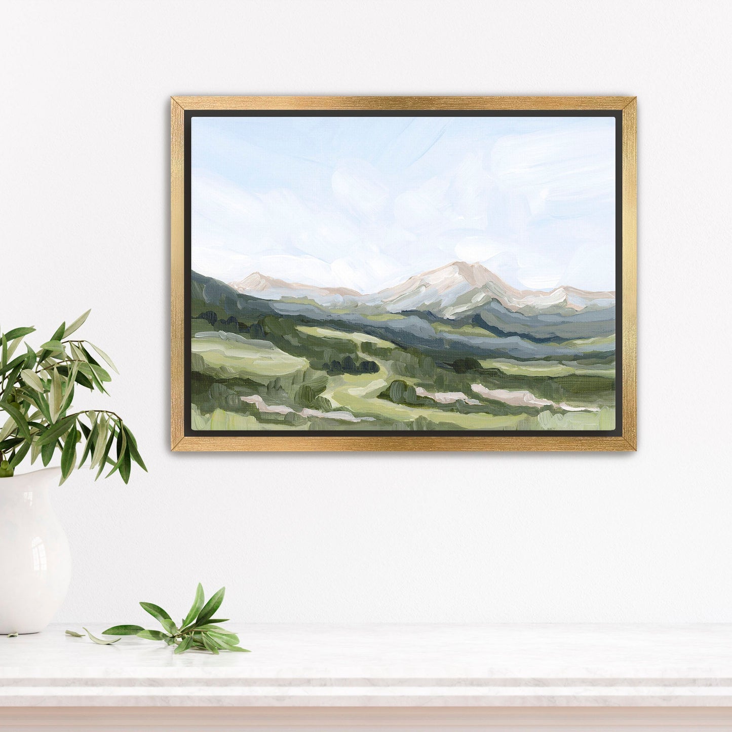 ’Snowmass in Spring’ Art Print - Stretched Canvas / 8x10 / Gold Frame - Aspen Colorado Ski Wall - abstract - Artwork