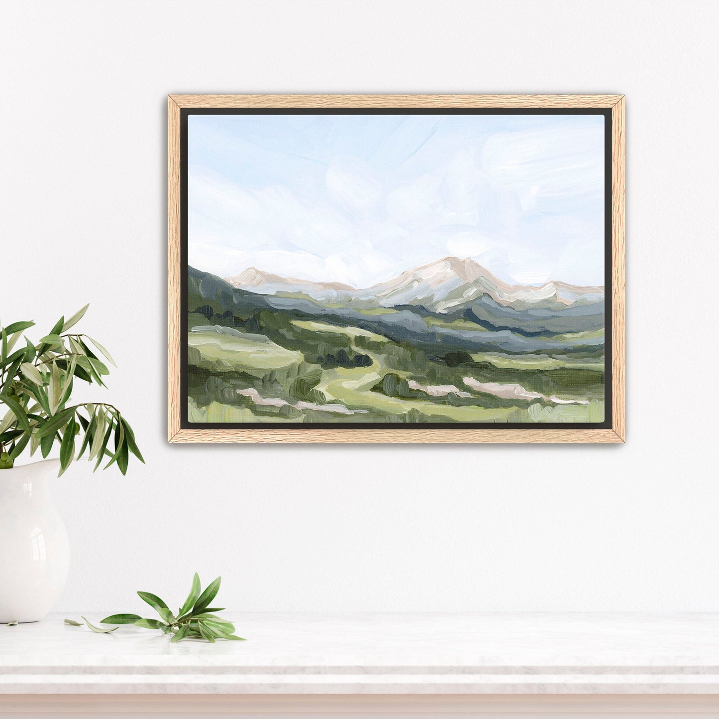 ’Snowmass in Spring’ Art Print - Stretched Canvas / 8x10 / Oak Frame - Aspen Colorado Ski Wall - abstract - Artwork