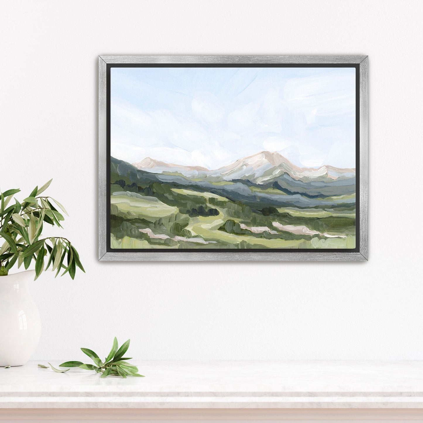 ’Snowmass in Spring’ Art Print - Stretched Canvas / 8x10 / Silver Frame - Aspen Colorado Ski Wall - abstract - Artwork