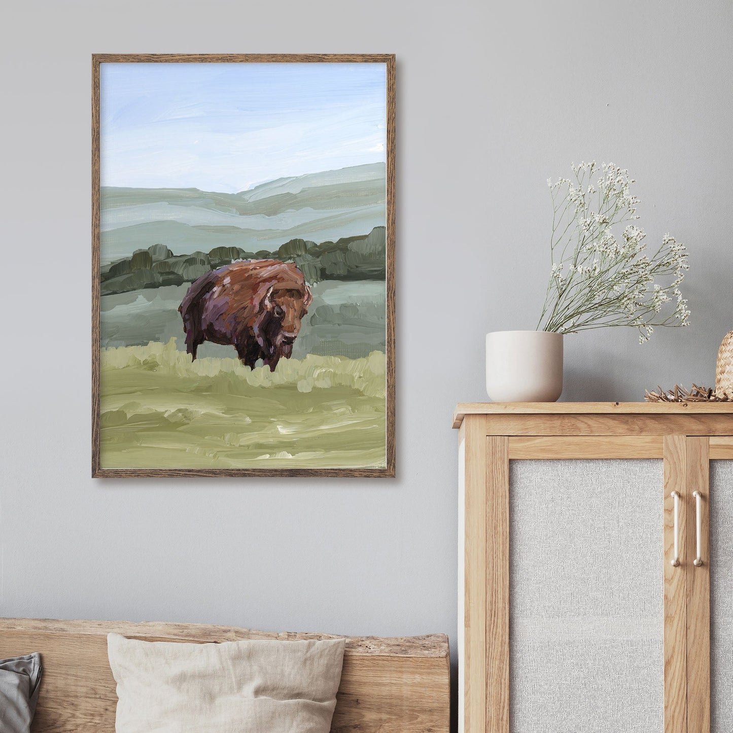 ’Solitude’ Art Print - Bison Rocky Mountain - animals - Artwork - buffalo