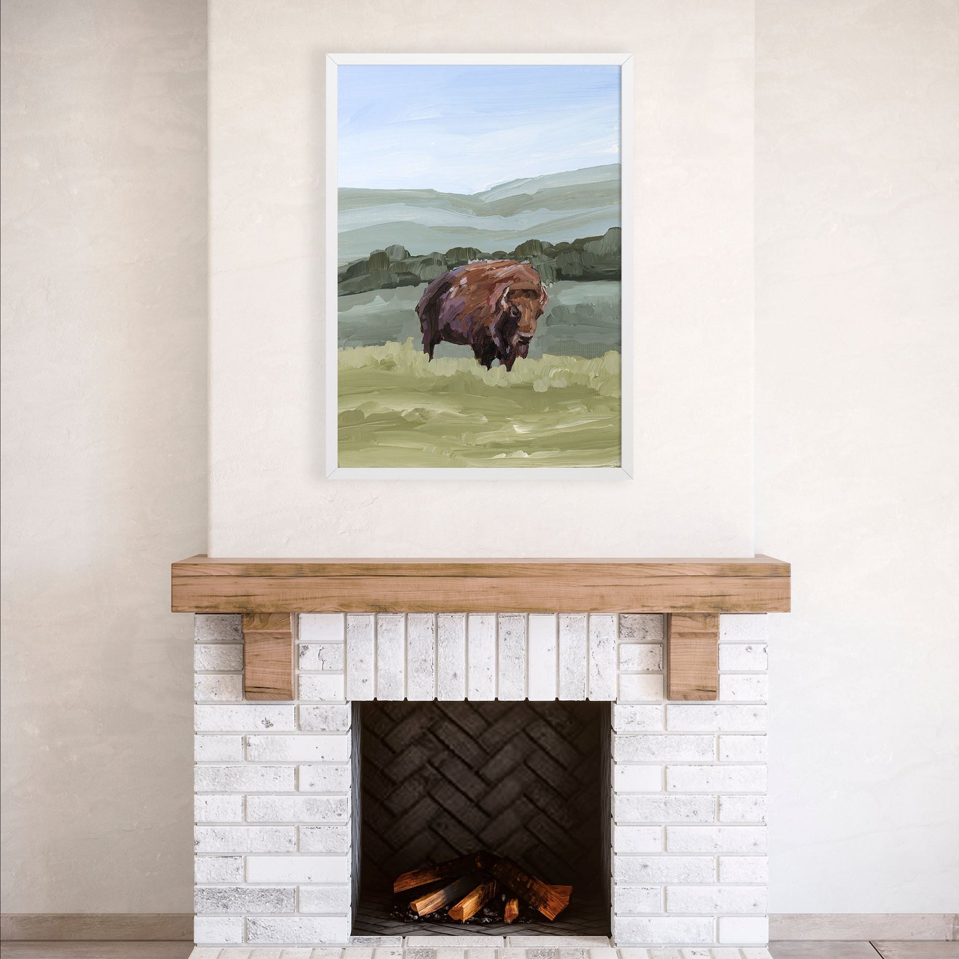 ’Solitude’ Art Print - Bison Rocky Mountain - animals - Artwork - buffalo