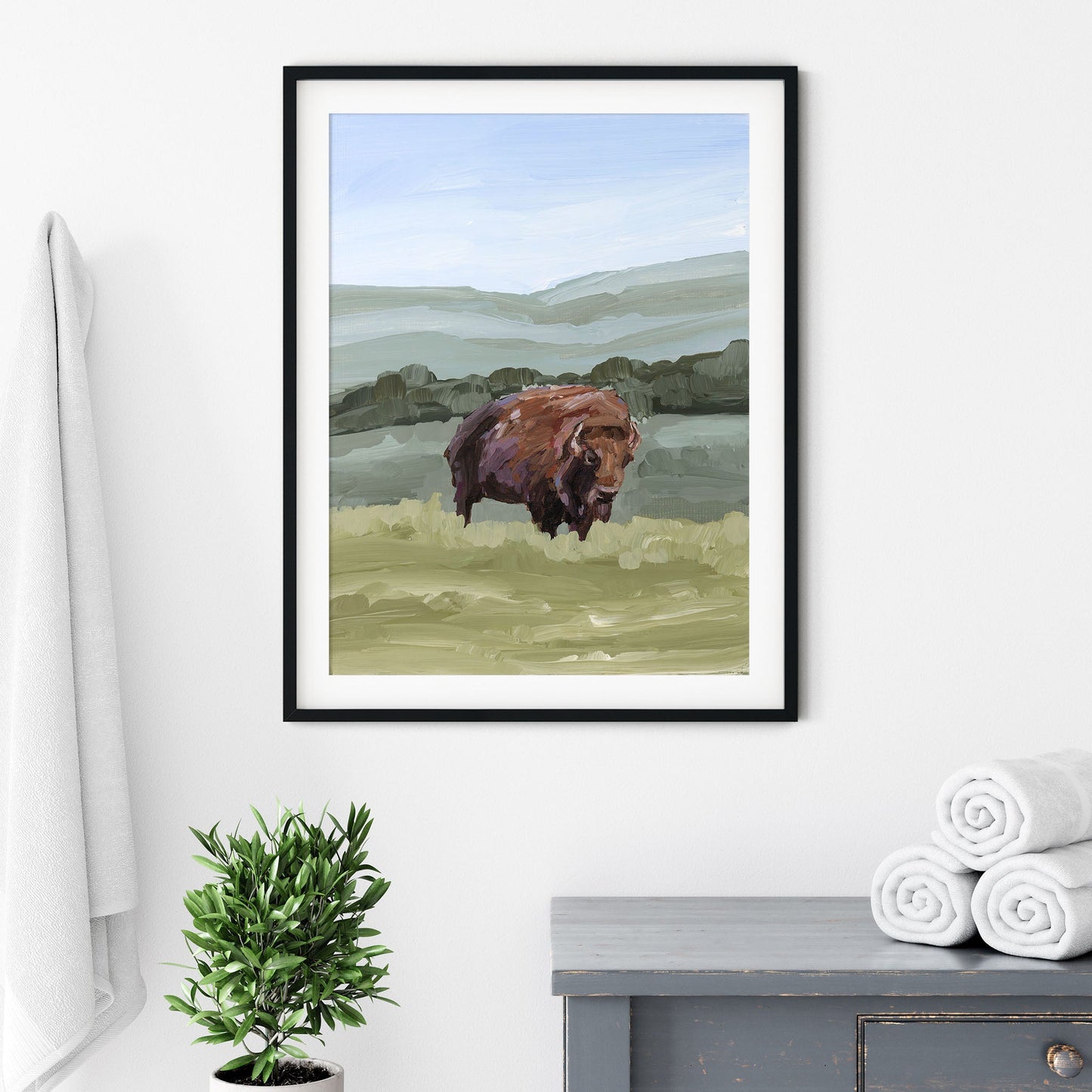 ’Solitude’ Art Print - Bison Rocky Mountain - animals - Artwork - buffalo