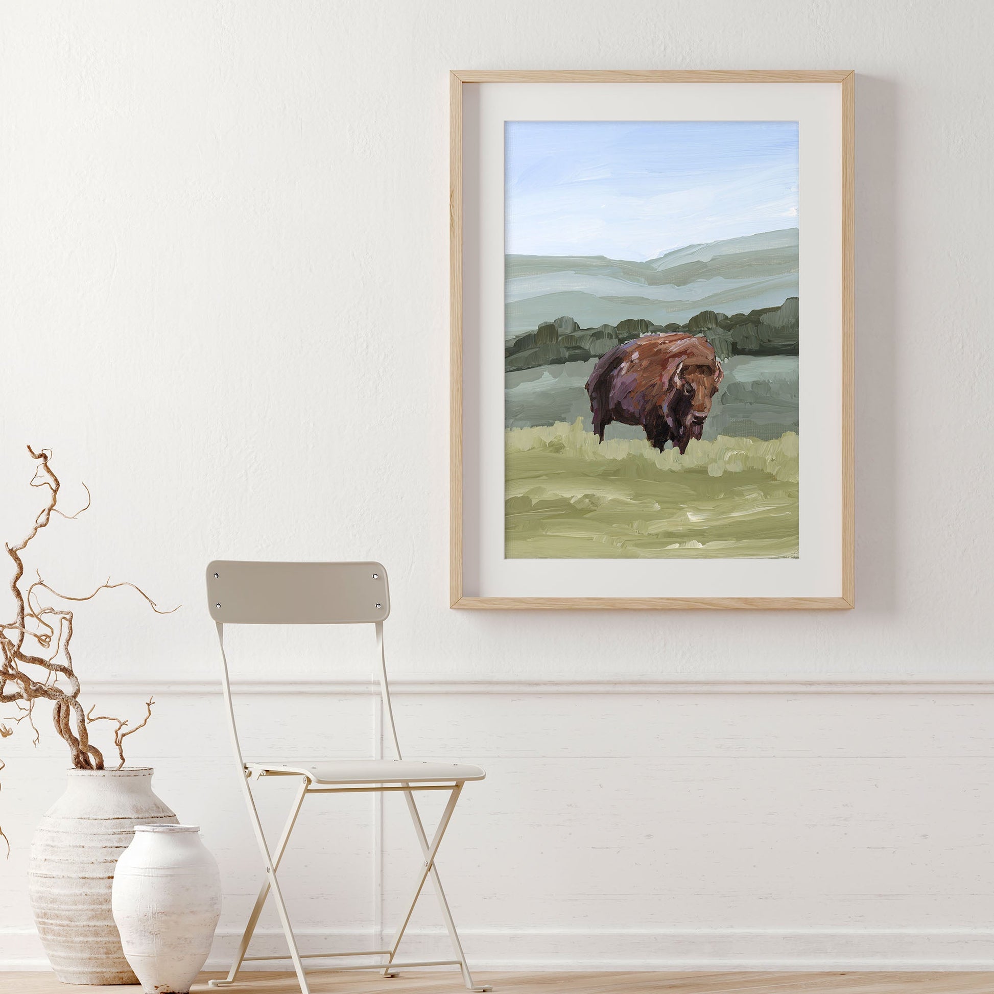 ’Solitude’ Art Print - Bison Rocky Mountain - animals - Artwork - buffalo