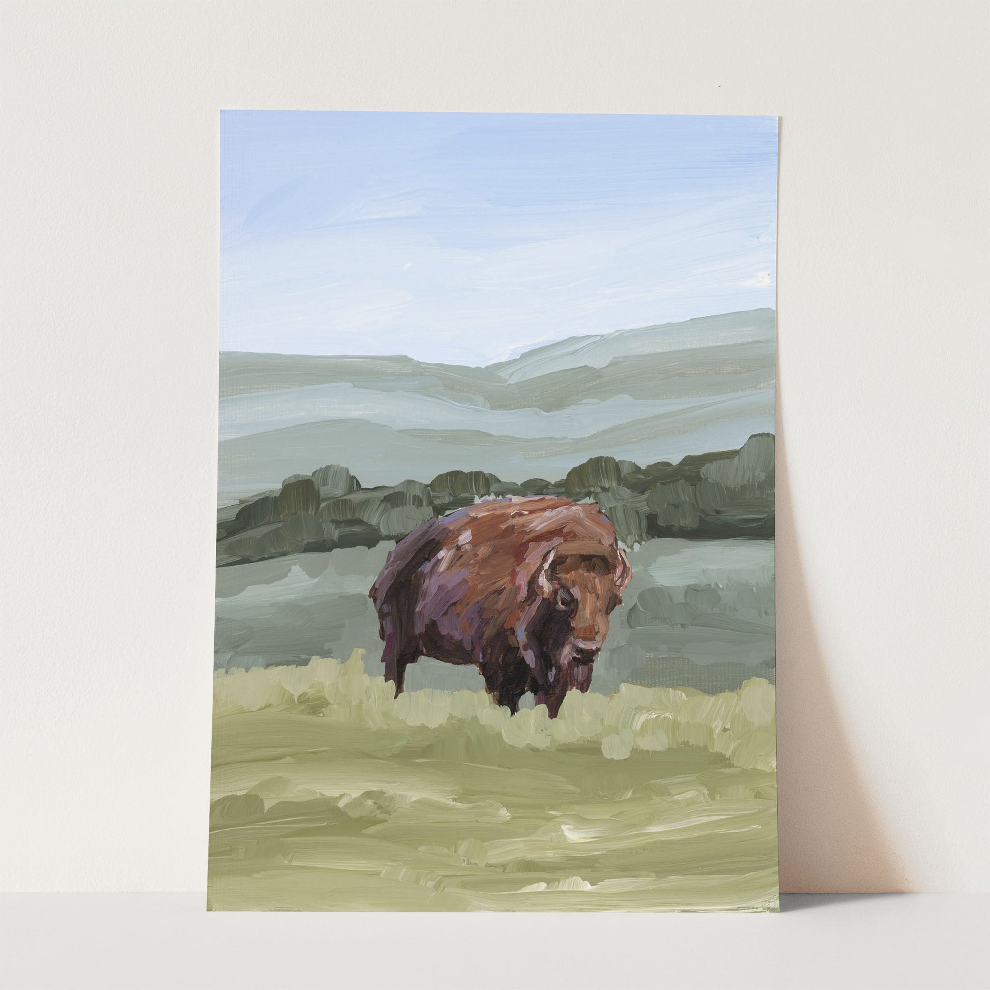 ’Solitude’ Art Print - Paper / 5x7 in / No Frame - Bison Rocky Mountain - animals - Artwork - buffalo