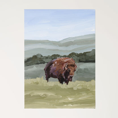 ’Solitude’ Art Print - Rolled Canvas / 8x10 in / No Frame - Bison Rocky Mountain - animals - Artwork - buffalo