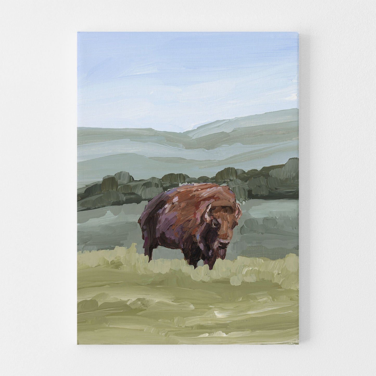 ’Solitude’ Art Print - Stretched Canvas / 8x10 in / No Frame - Bison Rocky Mountain - animals - Artwork - buffalo