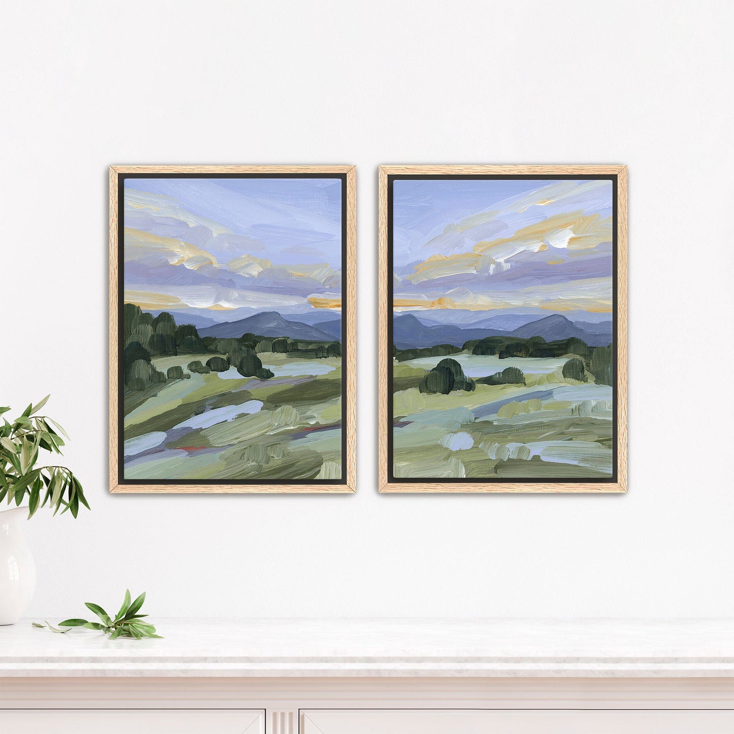 ’Steamboat Springs’ Diptych Art Print || Set of 2 - Stretched Canvas / 8x10 in / Oak Frame - abstract - Artwork