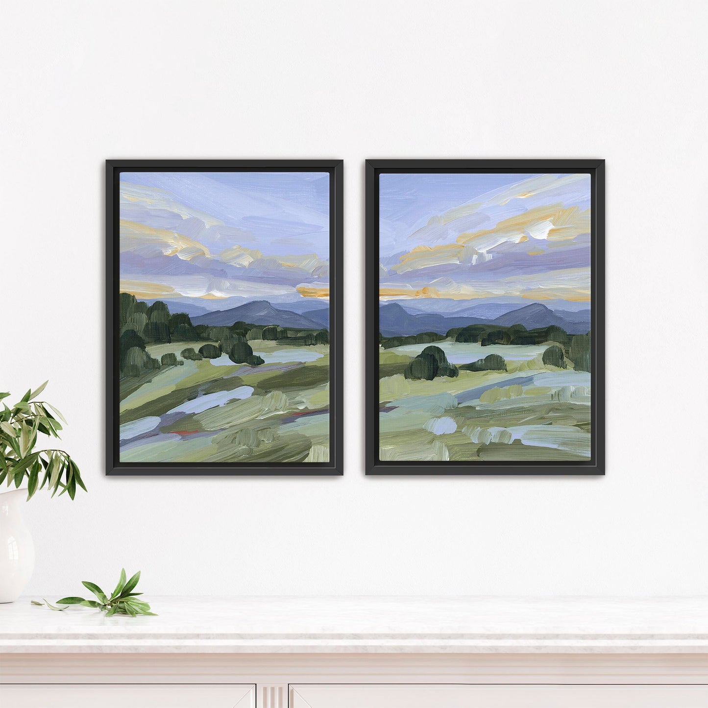 ’Steamboat Springs’ Diptych Art Print || Set of 2 - Stretched Canvas / 8x10 in / Black Frame - abstract - Artwork