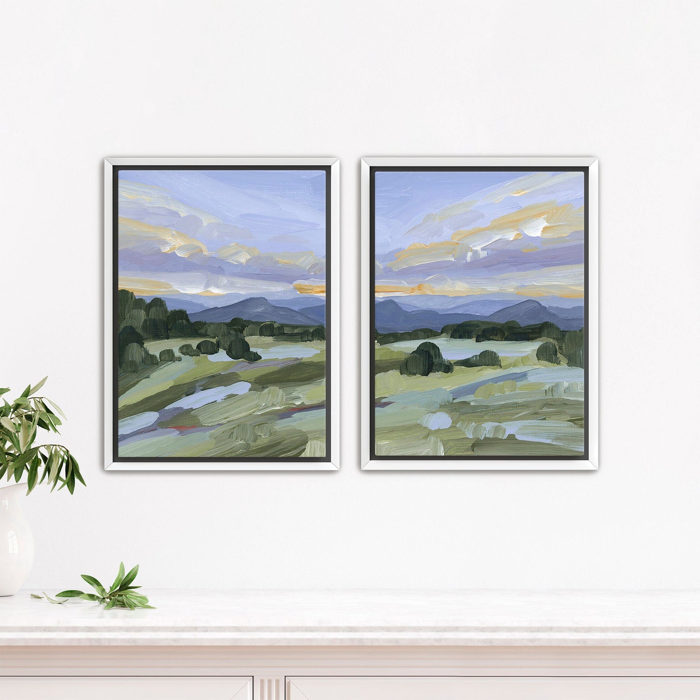 ’Steamboat Springs’ Diptych Art Print || Set of 2 - Stretched Canvas / 8x10 in / White Frame - abstract - Artwork