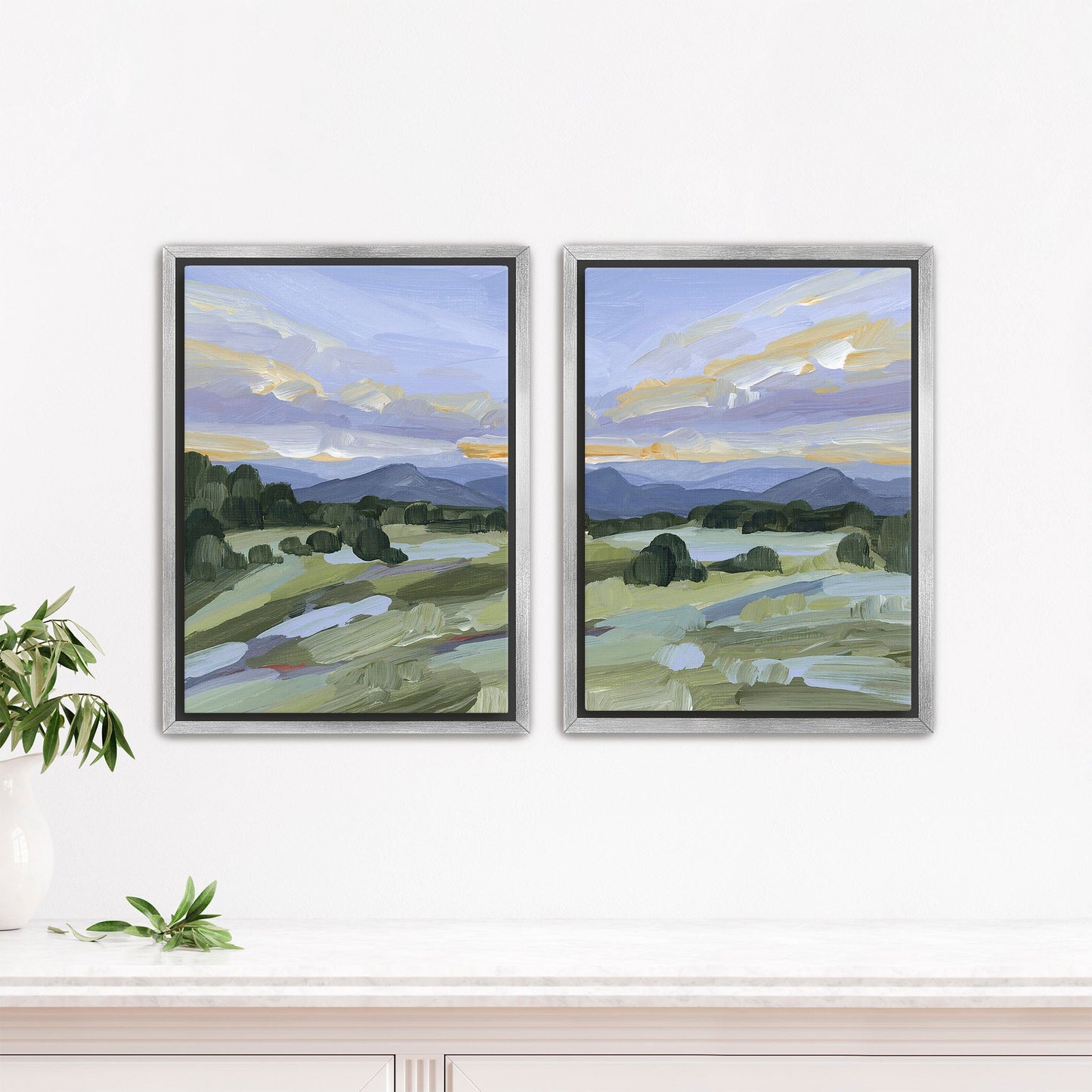 ’Steamboat Springs’ Diptych Art Print || Set of 2 - Stretched Canvas / 8x10 in / Silver Frame - abstract - Artwork