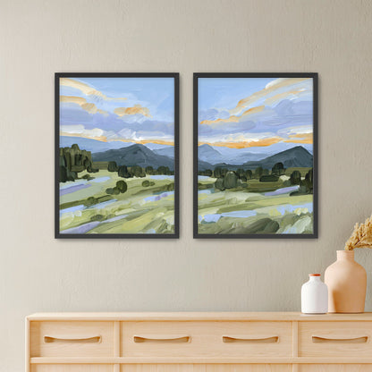 ’Steamboat Summer’ Diptych Art Print || Set of 2 - Paper / 5x7 in / Black Frame - abstract - Artwork - Colorado