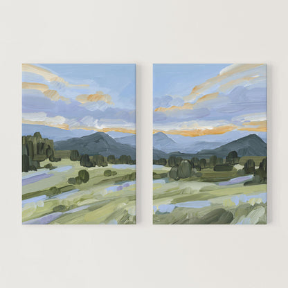 ’Steamboat Summer’ Diptych Art Print || Set of 2 - Stretched Canvas / 8x10 in / No Frame - abstract - Artwork - Colorado