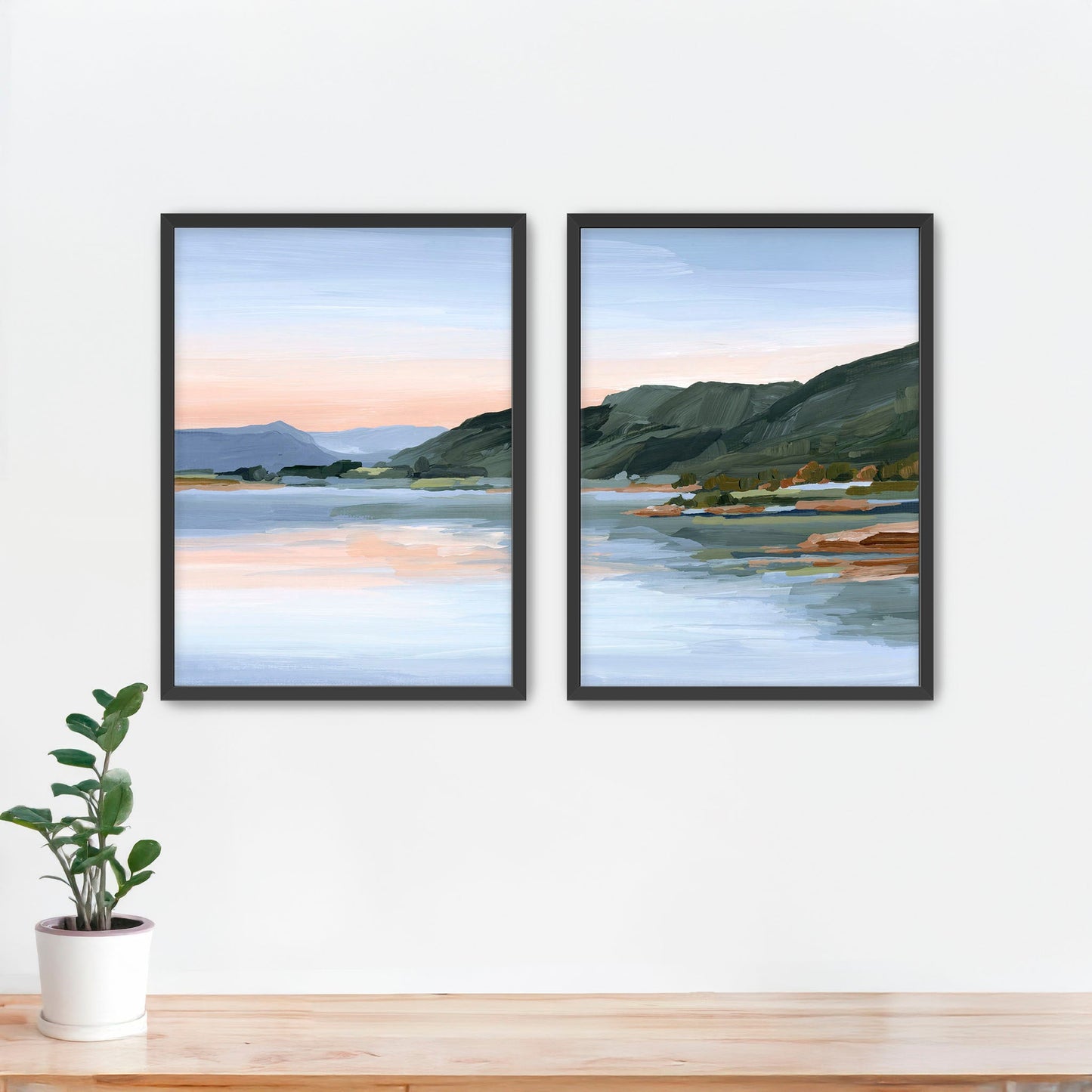 ’Still Waters’ Diptych Art Print || Set of 2 - Paper / 5x7 in / Black Frame - abstract - Artwork - Colorado