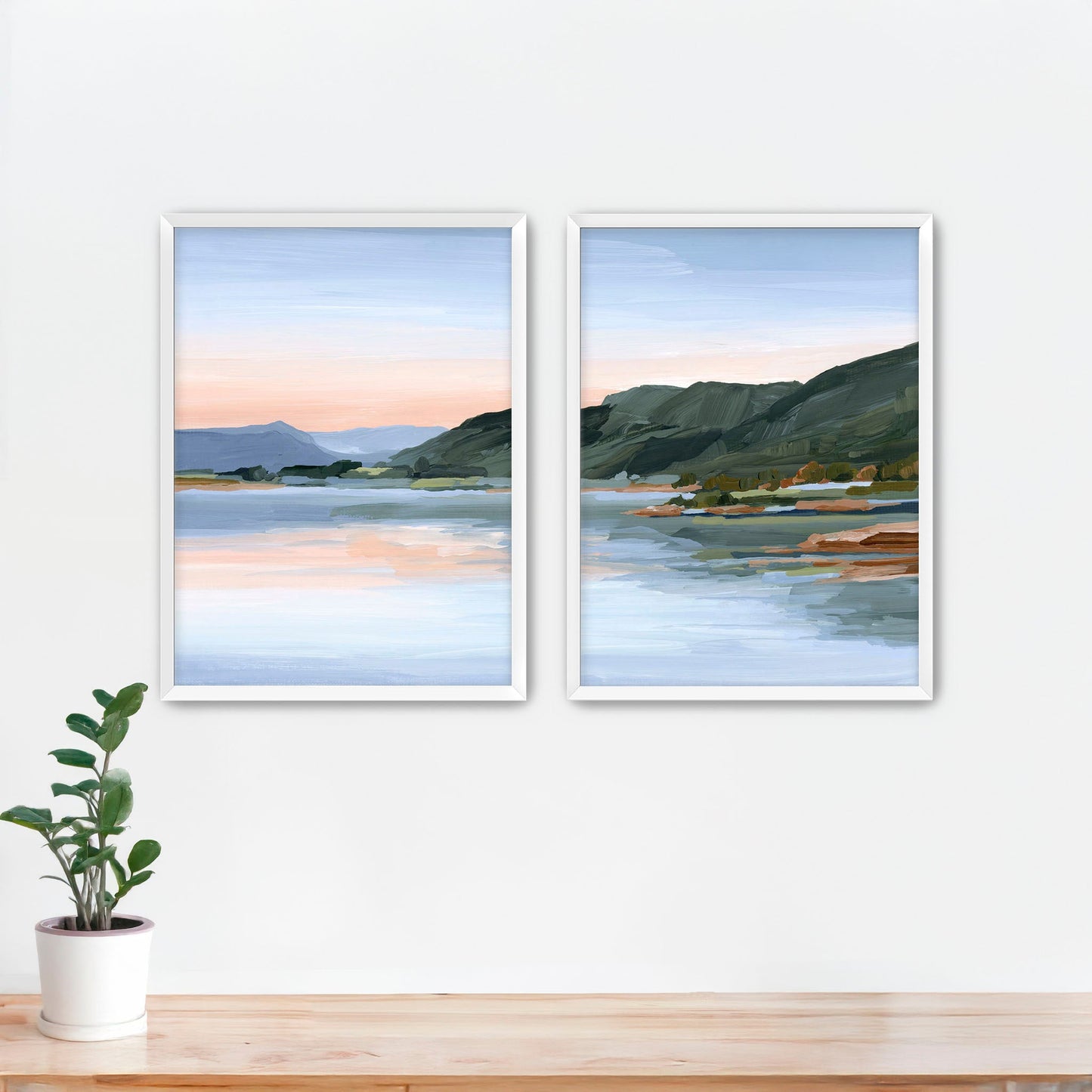 ’Still Waters’ Diptych Art Print || Set of 2 - Paper / 5x7 in / White Frame - abstract - Artwork - Colorado