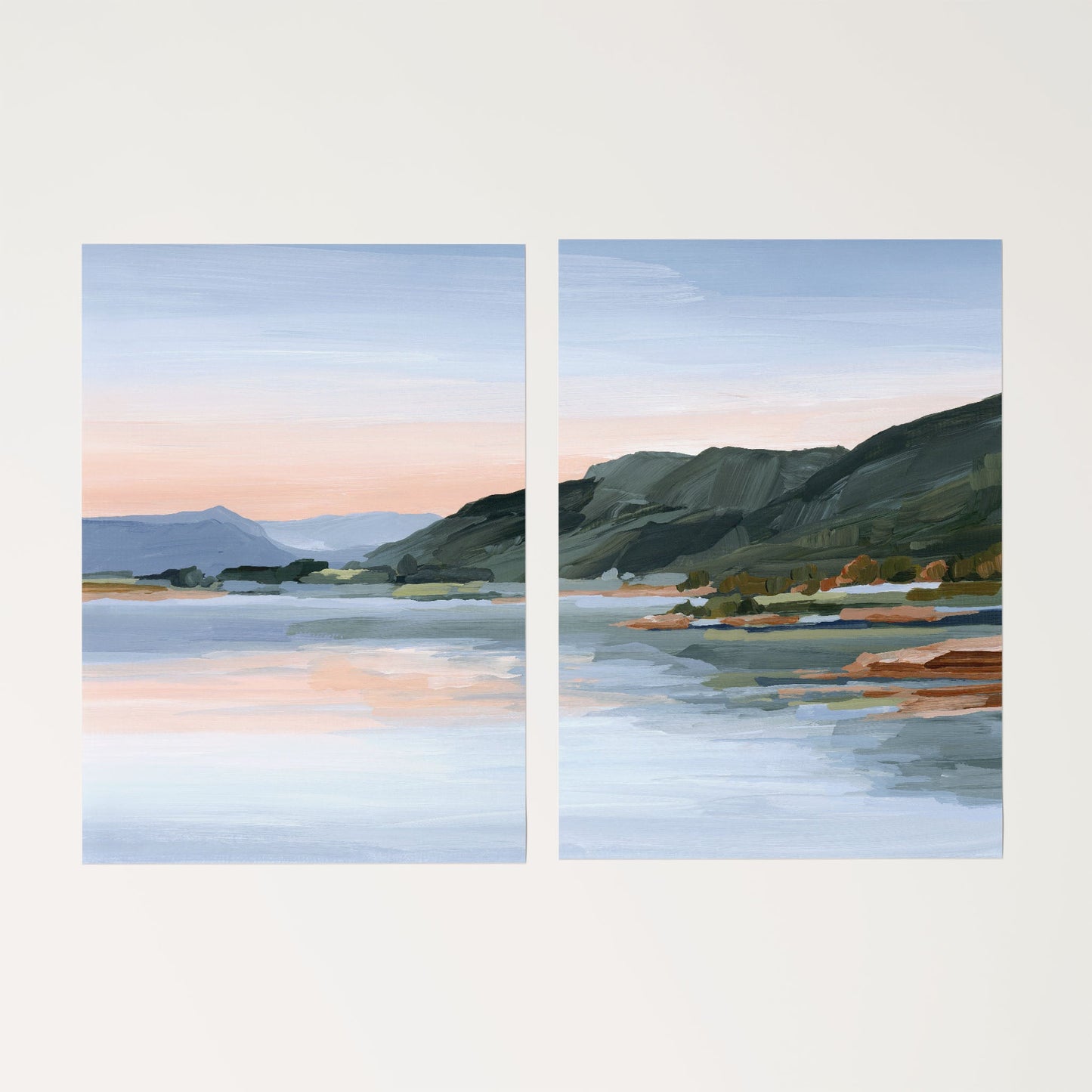 ’Still Waters’ Diptych Art Print || Set of 2 - Rolled Canvas / 8x10 in / No Frame - abstract - Artwork - Colorado