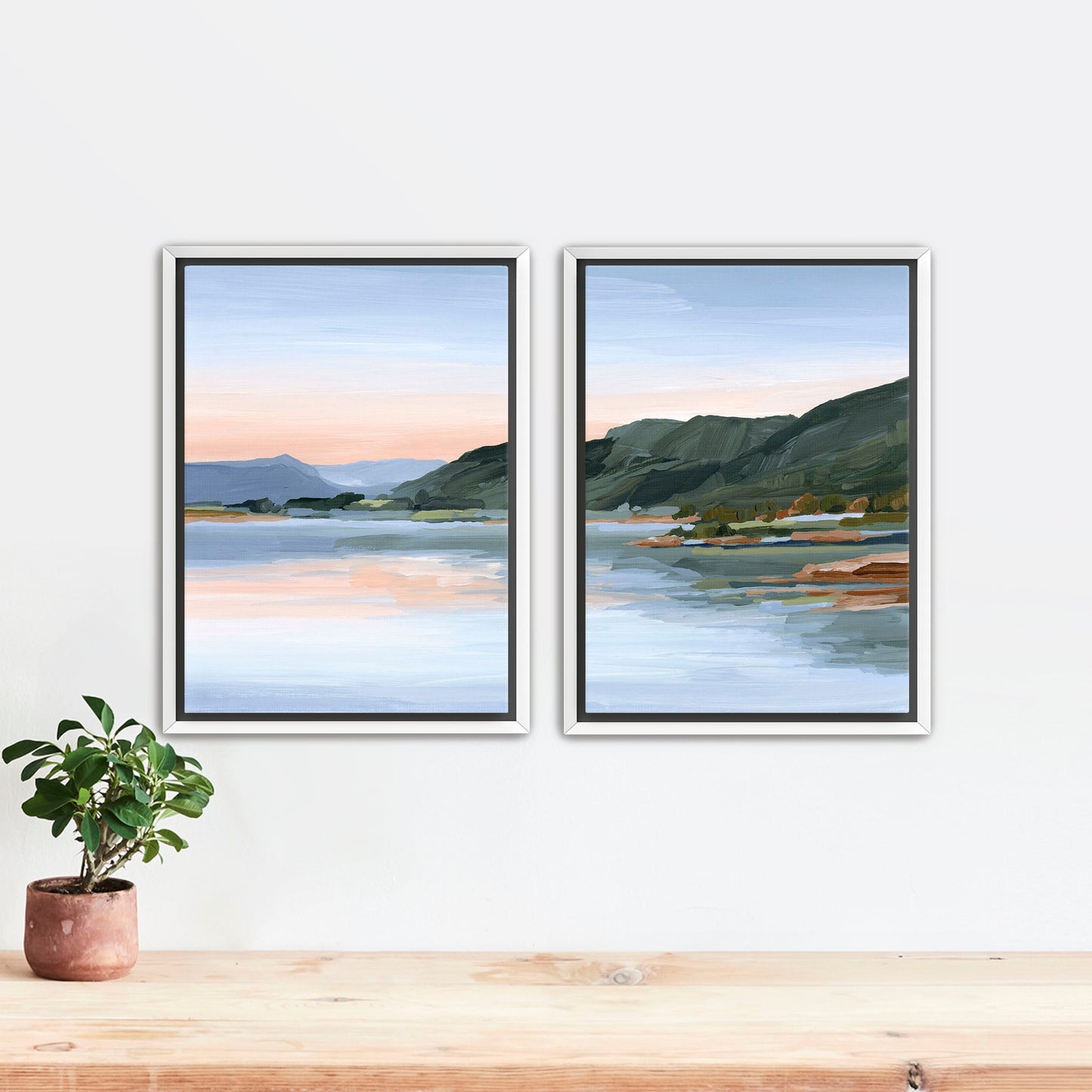 ’Still Waters’ Diptych Art Print || Set of 2 - Stretched Canvas / 8x10 in / White Frame - abstract - Artwork - Colorado