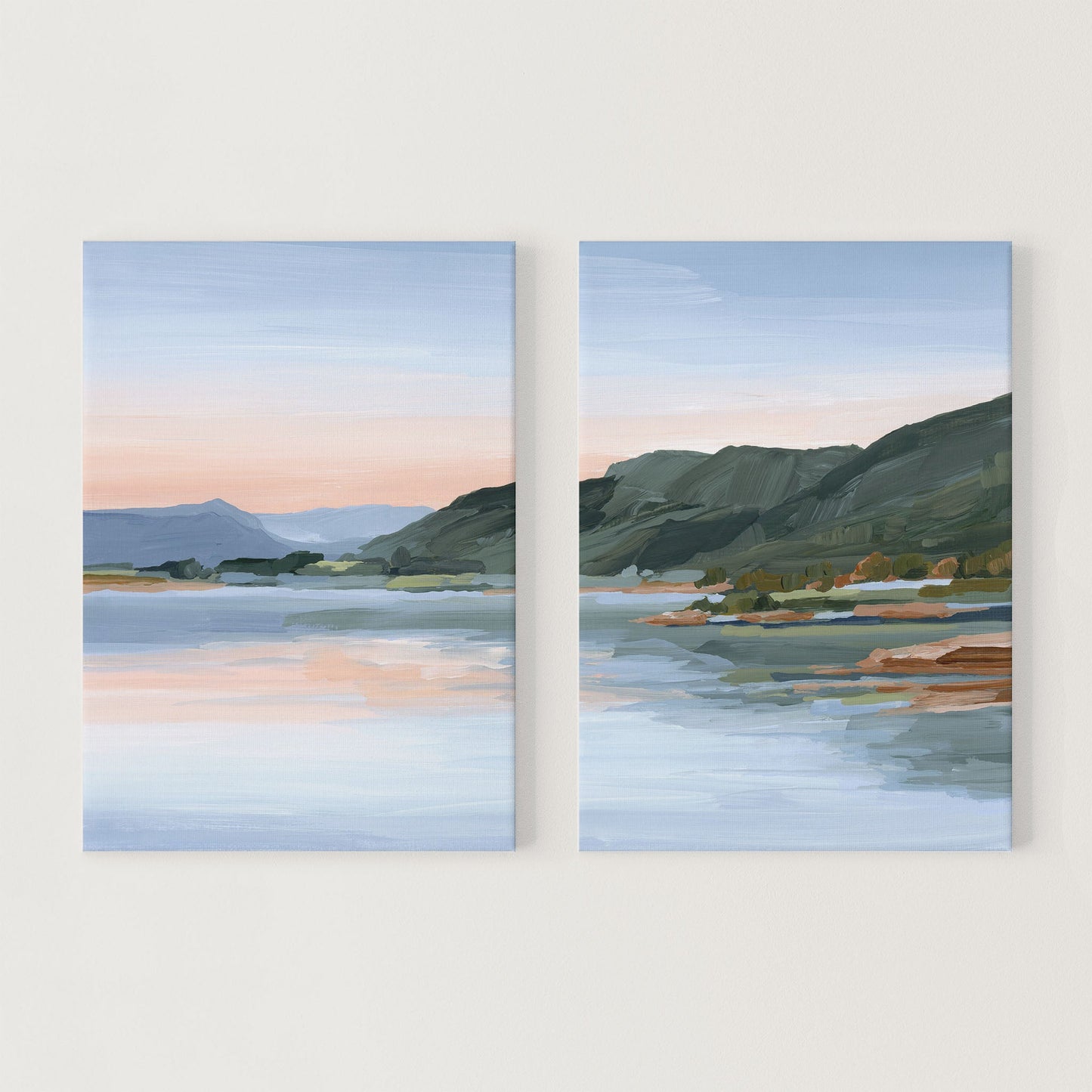 ’Still Waters’ Diptych Art Print || Set of 2 - Stretched Canvas / 8x10 in / No Frame - abstract - Artwork - Colorado