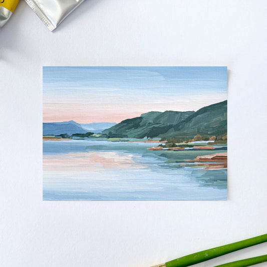 ’Still Waters’ Original Painting || 5x7 - Rocky Mountain Sunrise - abstract - Acrylic - Artwork - Colorado - Lake