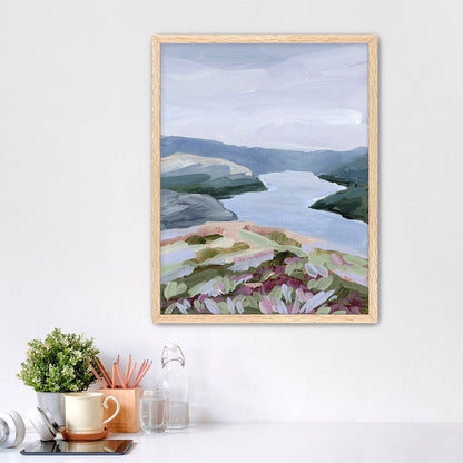 ’Stop at the Fjord’ Art Print - Paper / 5x7 in / Oak Frame - Norway Scenery Wall Decor - abstract - Artwork