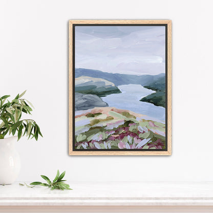 ’Stop at the Fjord’ Art Print - Stretched Canvas / 8x10 in / Oak Frame - Norway Scenery Wall Decor - abstract