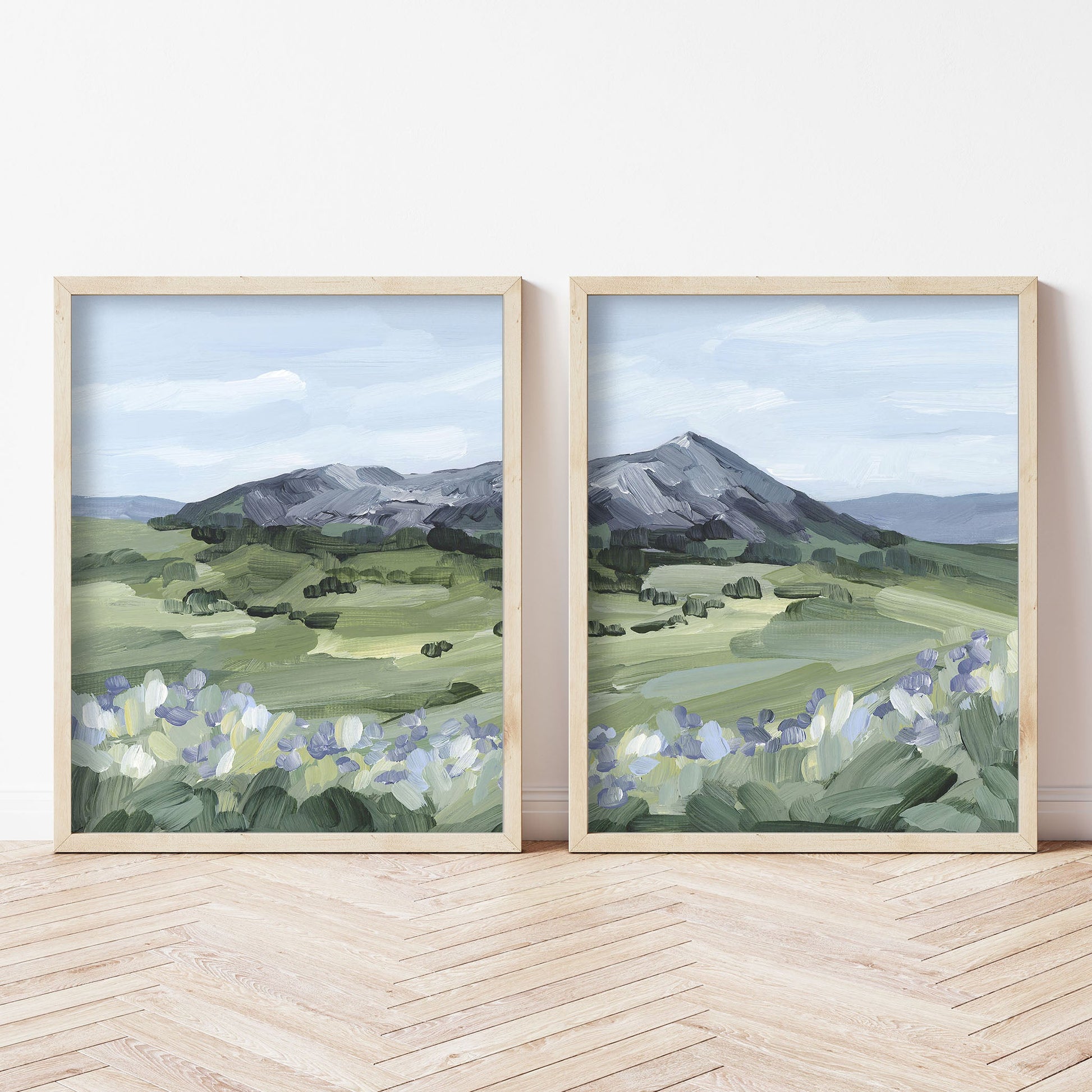 ’Summer Mountain’ Diptych Art Print || Set of 2