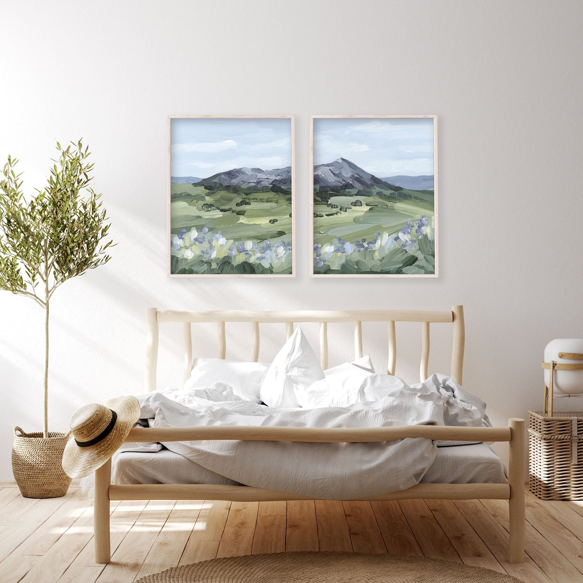 ’Summer Mountain’ Diptych Art Print || Set of 2