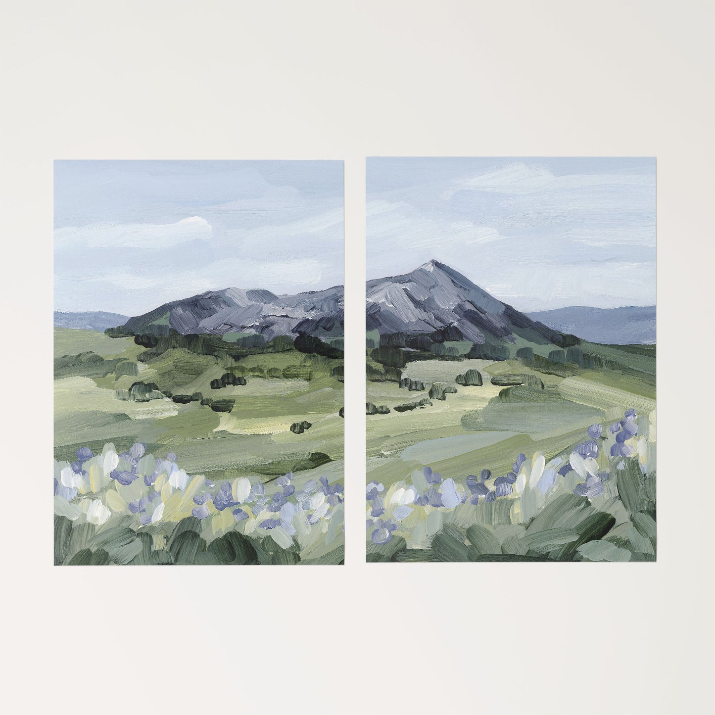 ’Summer Mountain’ Diptych Art Print || Set of 2 - Rolled Canvas / 8x10 in / No Frame