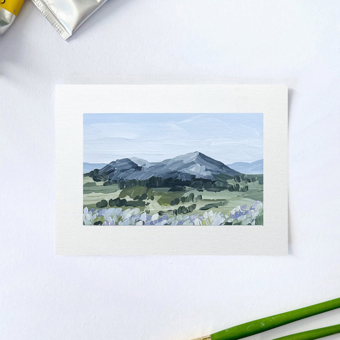 ’Summer Mountain II’ Original Painting || 5x7 - Crested Butte Colorado - abstract - Acrylic - Artwork