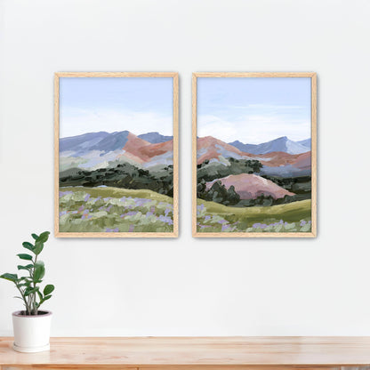 ’Sun Valley I’ Diptych Art Print || Set of 2 - Paper / 5x7 in / Oak Frame - ’sun valley’ - abstract - Artwork